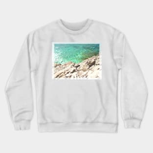 Abstract coastline photography: rocky Croatian beach Crewneck Sweatshirt